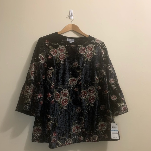 JM Collection dressy jacket with floral print - Picture 2 of 8